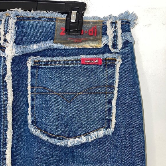 Zana Di Vintage Women  Skirt Size 11 Blue Denim Y2K Mini Pure Cotton Pockets - Picture 6 of 10